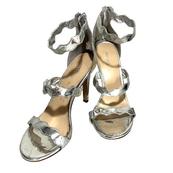 Limelight strappy silver metallic high heels dressy sandals zip back heel sz 8M - Picture 1 of 11